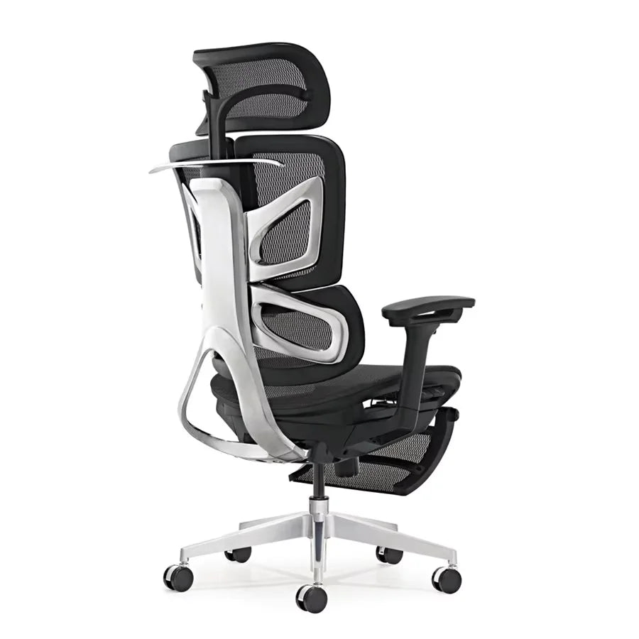 HKM-056723 Luxury Ergonomic Mesh Lumbar Support Office Chair with 4D Adjustable Armrests and Swivel Reclining Function