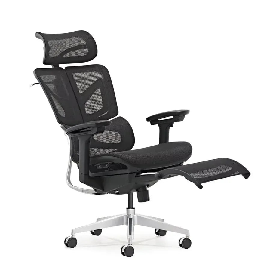 HKM-056723 Luxury Ergonomic Mesh Lumbar Support Office Chair with 4D Adjustable Armrests and Swivel Reclining Function