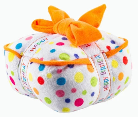 HKM-0567485 Plush Birthday-Themed Dog Toy Set - Cake, Gift Box, and Bone Options