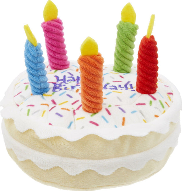 HKM-0567485 Plush Birthday-Themed Dog Toy Set - Cake, Gift Box, and Bone Options