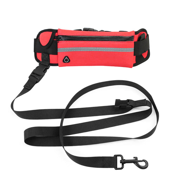 HKM-0567613 Reflective Waist Bag with Traction Leash for Running Dogs - Durable Nylon, Available in Multiple Colors