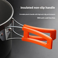 HKM-056787 Portable Anodised Camping Cookware Set with Foldable Stove and Hanging Pot for Outdoor Cooking