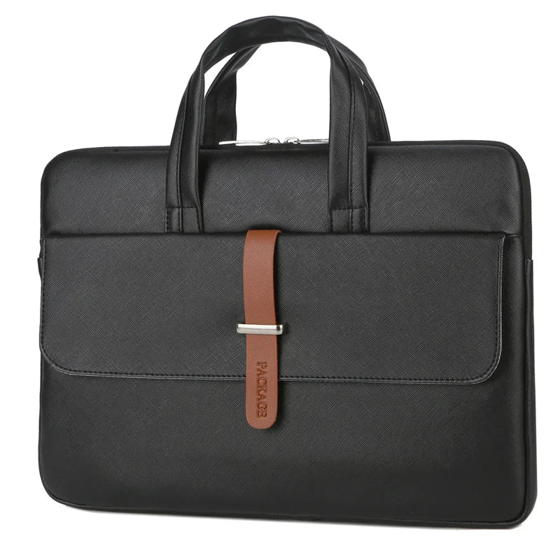 HKM-056979 Unisex Waterproof PU Leather Briefcase with Trolley Slot for Laptops - 36*26*3cm