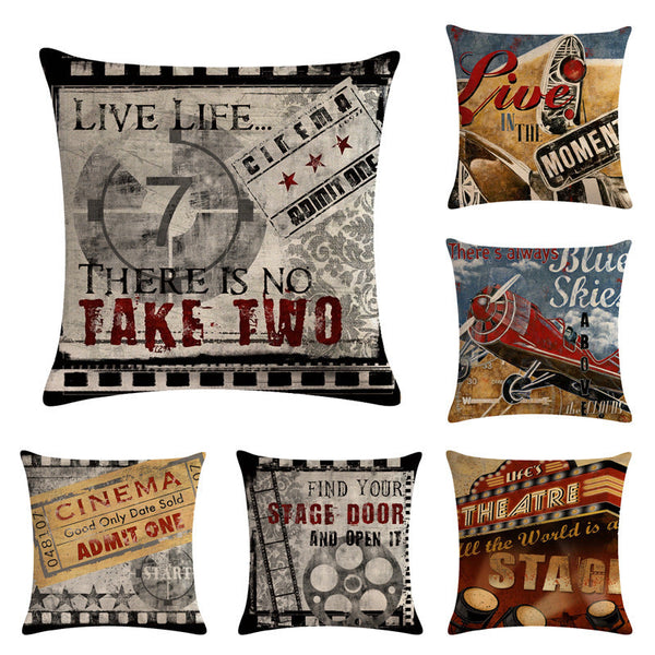 HKM-057107 Retro Linen Sofa Pillow Cover for Bay Window and Car Cushion – American Country Style, 45x45cm