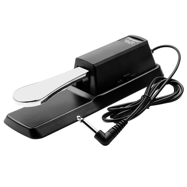 HKM-057107 Universal Electronic Piano Sustain Pedal with 1.7m Cable, 6.5mm Interface, Metal and ABS Construction