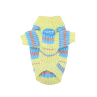 HKM-0571581 Cozy Blue and Yellow Striped Sweater for Small Dogs - XS to XXL