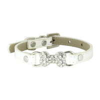 HKM-0573373 Cute Cat Traction Rope with Crystal Diamond Accent - Adjustable PU Pet Collar in Multiple Colors
