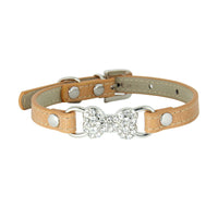 HKM-0573373 Cute Cat Traction Rope with Crystal Diamond Accent - Adjustable PU Pet Collar in Multiple Colors