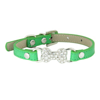HKM-0573373 Cute Cat Traction Rope with Crystal Diamond Accent - Adjustable PU Pet Collar in Multiple Colors