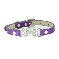 HKM-0573373 Cute Cat Traction Rope with Crystal Diamond Accent - Adjustable PU Pet Collar in Multiple Colors