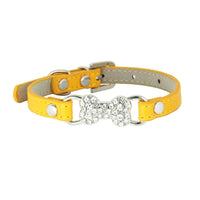 HKM-0573373 Cute Cat Traction Rope with Crystal Diamond Accent - Adjustable PU Pet Collar in Multiple Colors