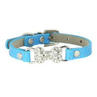 HKM-0573373 Cute Cat Traction Rope with Crystal Diamond Accent - Adjustable PU Pet Collar in Multiple Colors