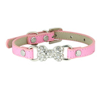 HKM-0573373 Cute Cat Traction Rope with Crystal Diamond Accent - Adjustable PU Pet Collar in Multiple Colors