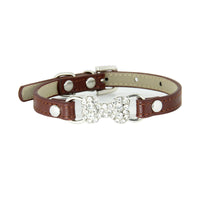 HKM-0573373 Cute Cat Traction Rope with Crystal Diamond Accent - Adjustable PU Pet Collar in Multiple Colors