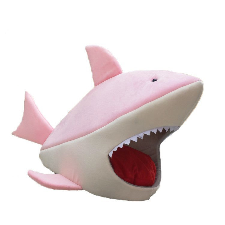 HKM-0573629 Shark-Shaped Pet Kennel: Cozy Cloth Cat & Dog Bed in Multiple Colors