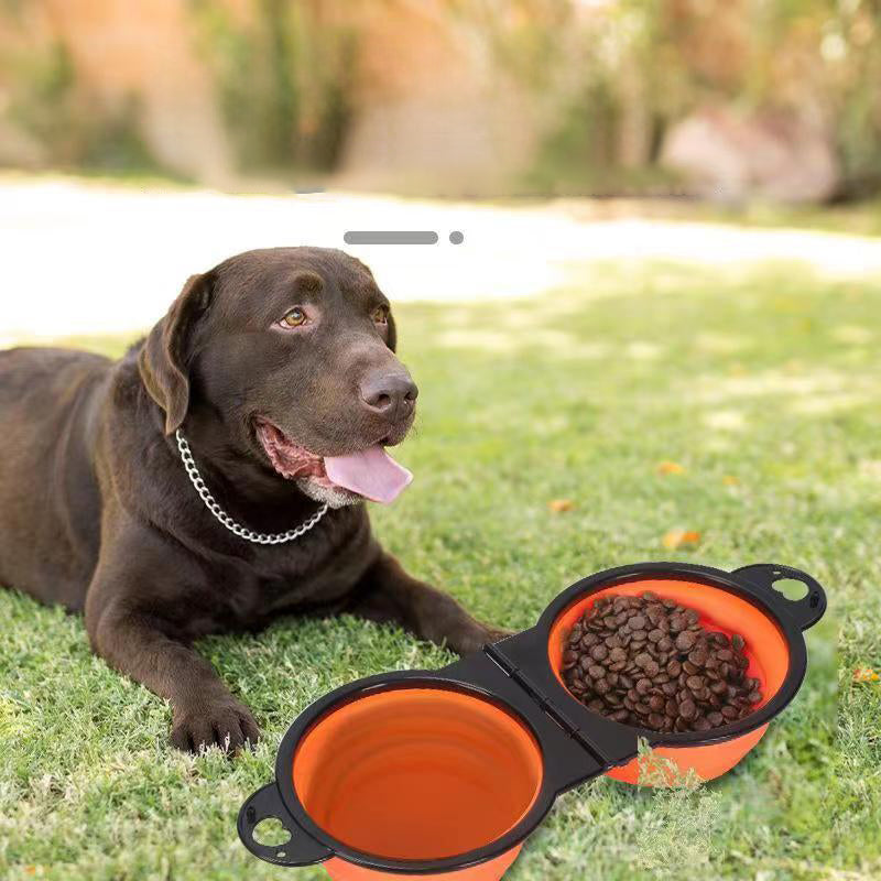 HKM-0573757 Folding Silicone Pet Bowl Set for Dogs and Cats - Multi-functional Outdoor Feeding Solutions