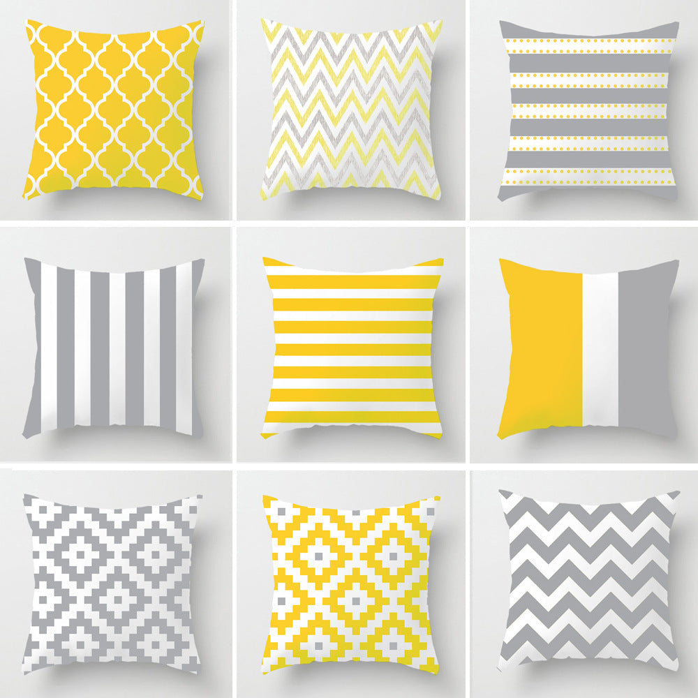 HKM-057491 Soft Striped Pillowcase for Office and Home Decor - 45x45cm, Crystal Soft Material, Single-Sided Print