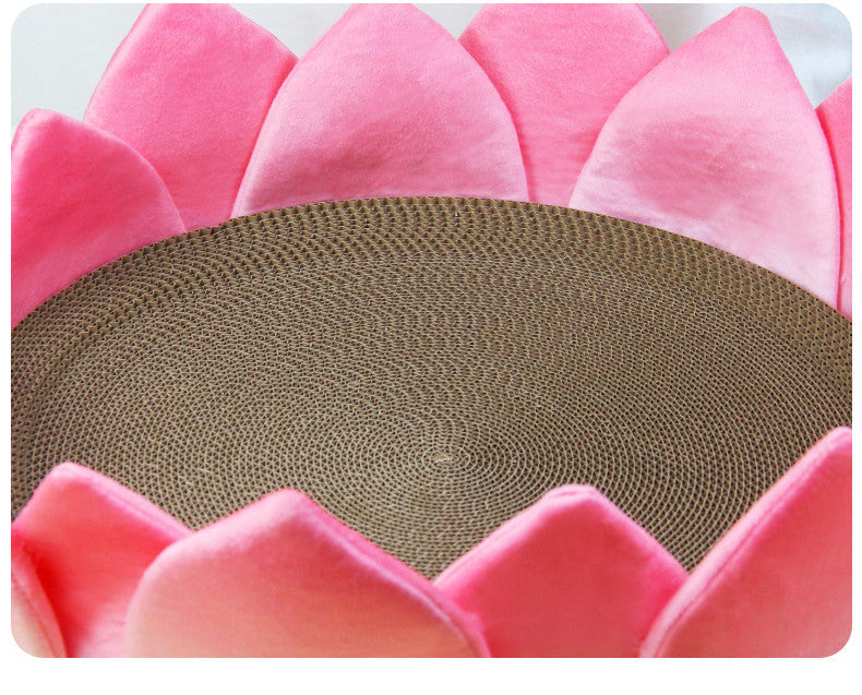 HKM-0575421 Pet Cool Nest Round Cat Bed - Plush Lotus Shape, Two Sizes Available (30cm and 42cm)