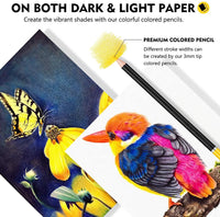 HKM-057555 72 Professional Coloured Pencils Set with 3 Sketchbooks, Pre-Sharpened, Travel-Friendly, Ideal for Artists