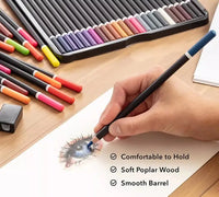 HKM-057555 72 Professional Coloured Pencils Set with 3 Sketchbooks, Pre-Sharpened, Travel-Friendly, Ideal for Artists
