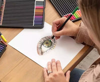 HKM-057555 72 Professional Coloured Pencils Set with 3 Sketchbooks, Pre-Sharpened, Travel-Friendly, Ideal for Artists