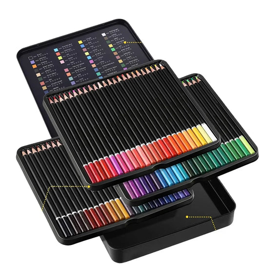 HKM-057555 72 Professional Coloured Pencils Set with 3 Sketchbooks, Pre-Sharpened, Travel-Friendly, Ideal for Artists