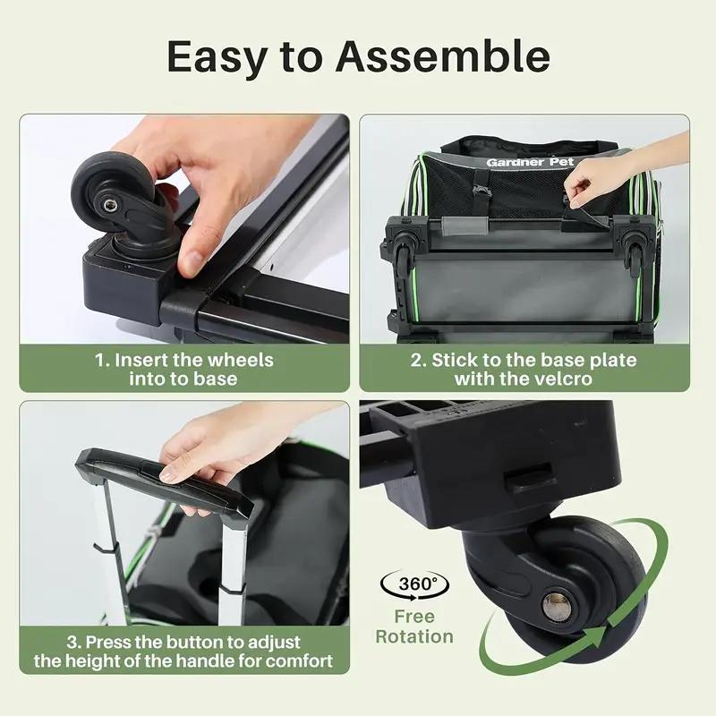 HKM-0575805 Expandable and Foldable Pet Carrier with Wheels for Cats and Small Dogs, Soft-Sided and Airline-Approved