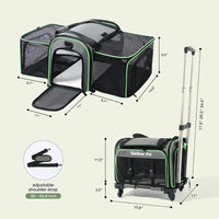 HKM-0575805 Expandable and Foldable Pet Carrier with Wheels for Cats and Small Dogs, Soft-Sided and Airline-Approved