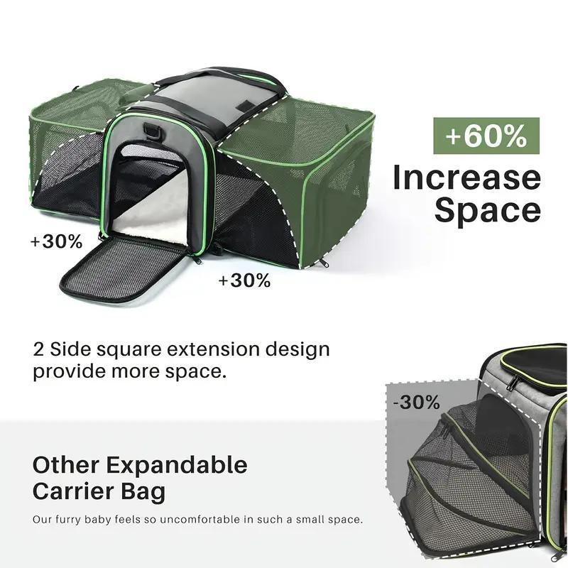 HKM-0575805 Expandable and Foldable Pet Carrier with Wheels for Cats and Small Dogs, Soft-Sided and Airline-Approved