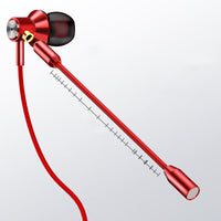 HKM-057619 Double Wheat Wired In-Ear Earbud Headset with Microphone – Rose Gold, Red, Gun Black Options