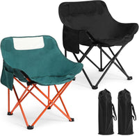 HKM-057619 Portable Folding Camping Chairs - Lightweight 2 Pack with Carry Bag, Supports 330lbs - Ideal for Travel, Picnic, Hiking, Beach, and Fishing