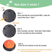HKM-0576829 Pet Communication Training Buzzer with 30-Second Voice Record and Playback Function
