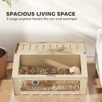 HKM-0577213 Spacious 39 Inch Hamster Cage with Acrylic Windows and Openable Top for Easy Access and Ventilation