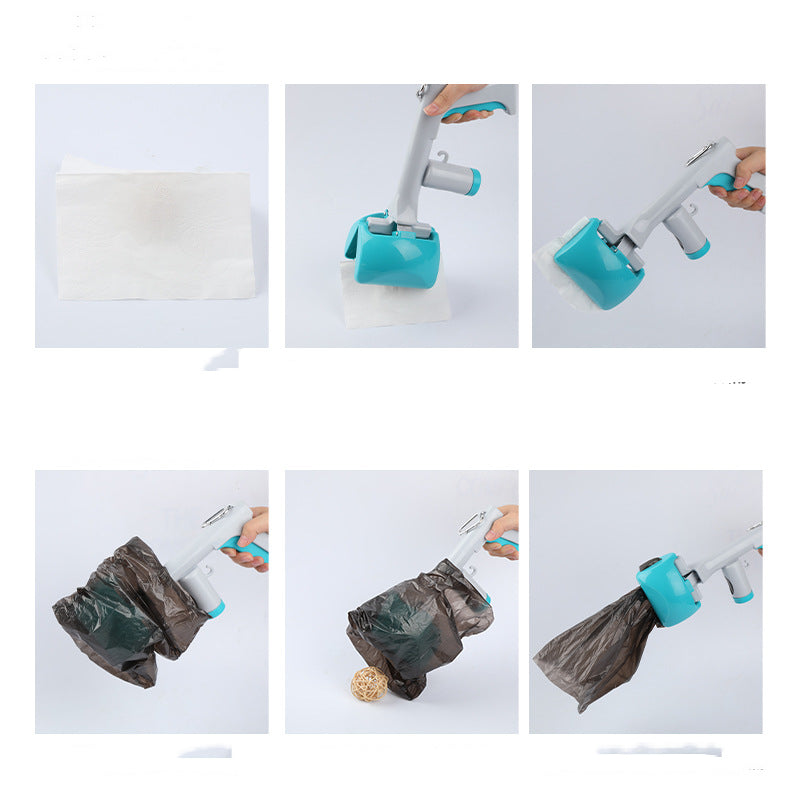 HKM-0577341 Extended Handle Toilet Picker for Dogs and Cats - Plastic, Blue, Available in Small and Large Sizes
