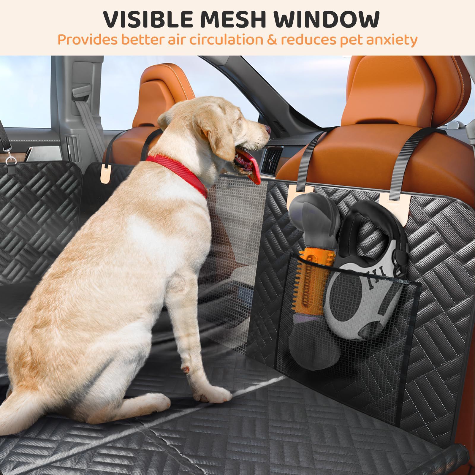 HKM-0578365 Rear Seat Dog Mat - Black Cloth Car Protector for Pets