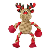 HKM-057939 Interactive Christmas Squeaky Plush Dog Toy for Aggressive Chewers - Ideal for Indoor and Outdoor Play