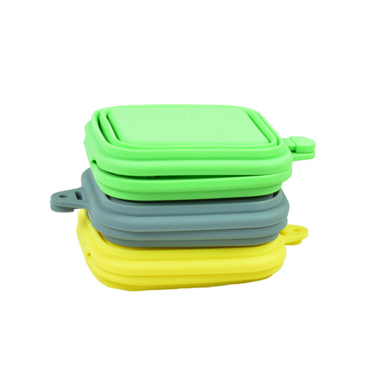 HKM-057939 Pet Silicone Folding Bowl - Travel-Friendly Design, Lightweight & Durable, 16.2x19x3.5cm, Available in Yellow, Gray, Green
