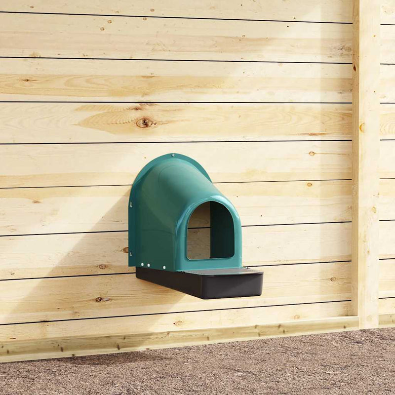 HKM-0580925 Wall-Mounted Chicken Nesting Boxes - Set of 4, Dark Green ABS Plastic, Space-Saving Design with Easy Access for Egg Collection