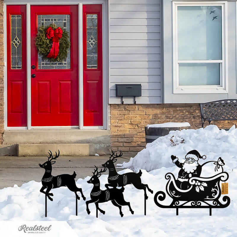 HKM-058195 Outdoor Metal Silhouette Art for Garden Decoration - Christmas Theme Ornaments