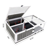 HKM-0582973 Indoor and Outdoor Wooden Turtle Habitat with Enclosed Rest and Water Areas