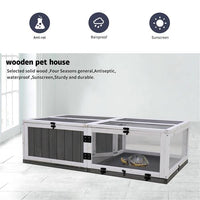HKM-0582973 Indoor and Outdoor Wooden Turtle Habitat with Enclosed Rest and Water Areas