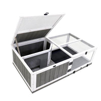 HKM-0582973 Indoor and Outdoor Wooden Turtle Habitat with Enclosed Rest and Water Areas