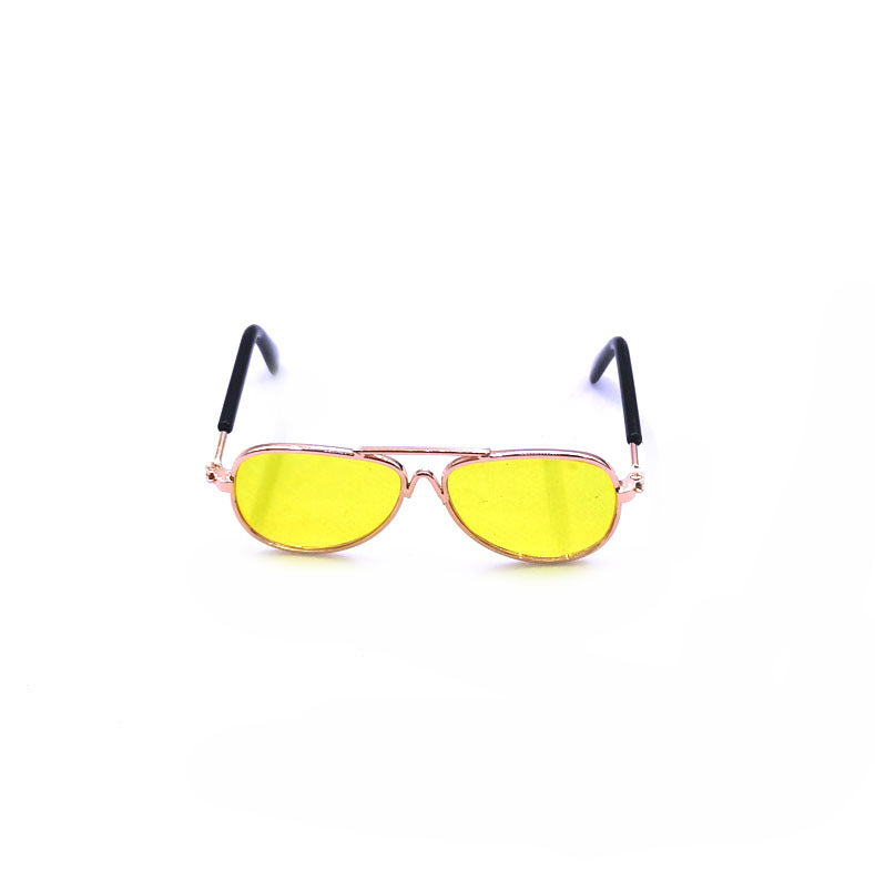 HKM-0584125 Pet Mini Hip Hop Sunglasses - Metal Frame with Resin Lenses, Stylish Accessories for Small Pets