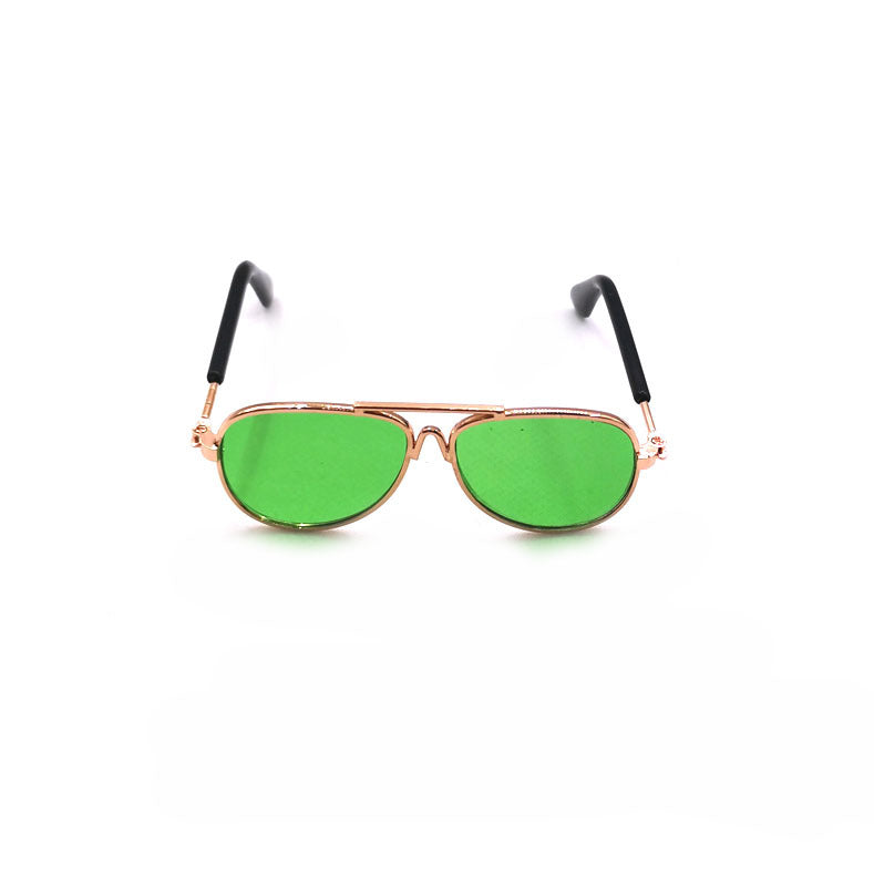 HKM-0584125 Pet Mini Hip Hop Sunglasses - Metal Frame with Resin Lenses, Stylish Accessories for Small Pets