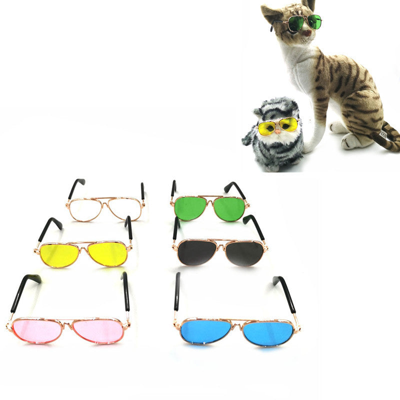 HKM-0584125 Pet Mini Hip Hop Sunglasses - Metal Frame with Resin Lenses, Stylish Accessories for Small Pets