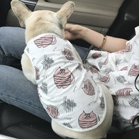 HKM-0585661 Stylish Blue Cotton Vest for Small Dogs and Matching Adult Outfit