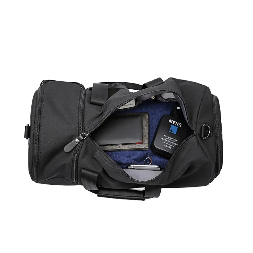 HKM-058643 Retro Waterproof Fitness Travel Bag - Heavy Duty Waxed Canvas and Leather Accents, Multiple Colours Available