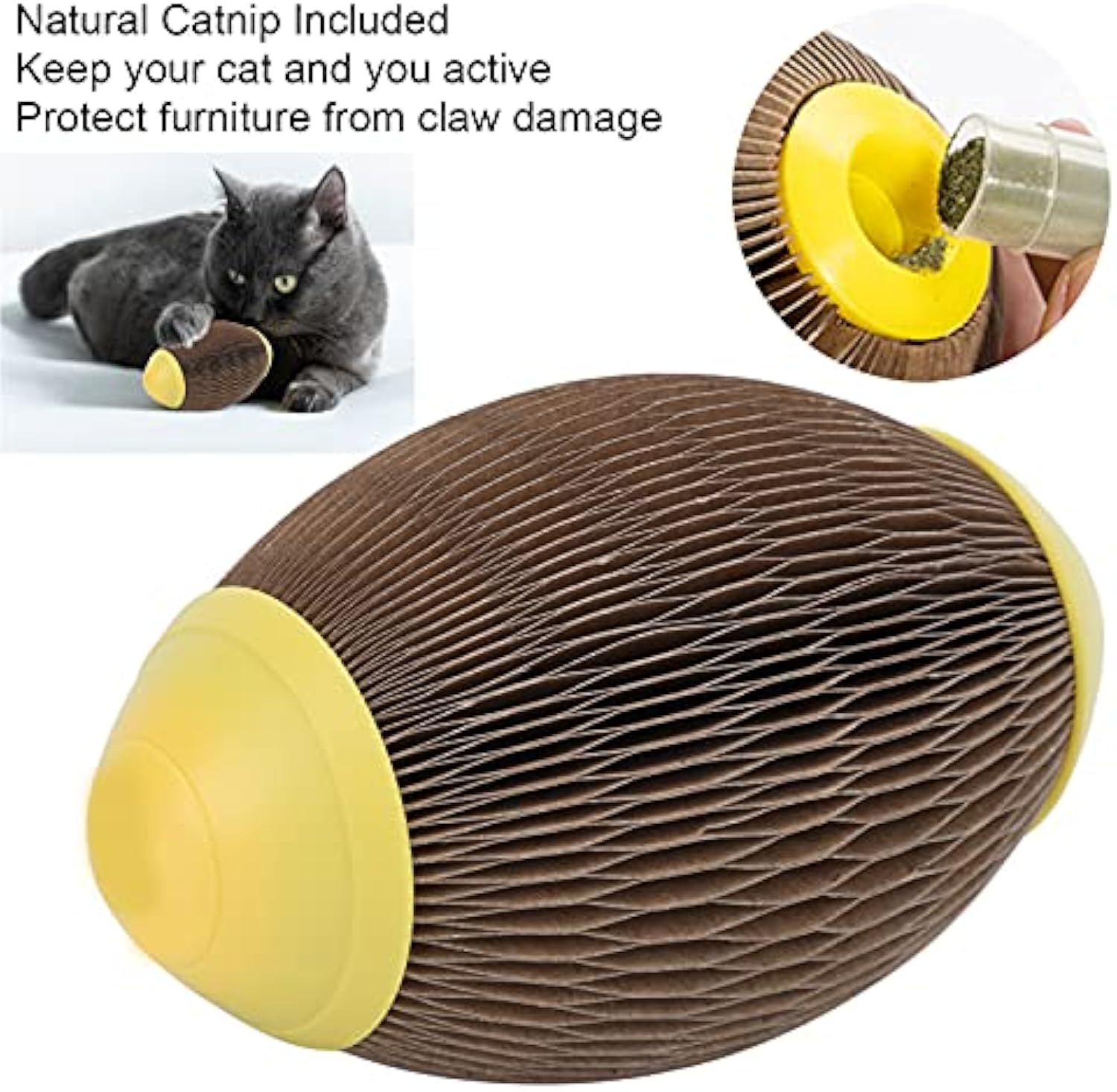 HKM-0586557 Eco-Friendly Catnip Football Toy for Active Play and Healthy Scratching