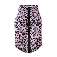 HKM-0587453 Warm Polyester Winter Dog Dress - Stylish Options in Purple Butterfly, Leopard Print, Christmas Green & Red, Sizes S-5XL