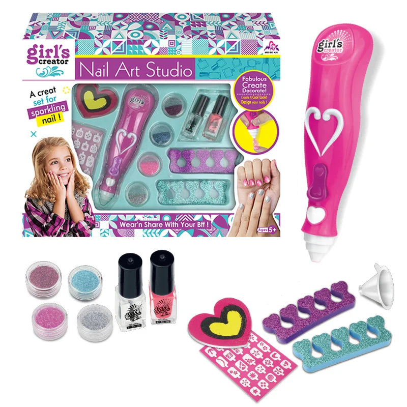 HKM-058835 Sparkling Nail Art Set for Kids - Creative Play House Toy for Girls Ages 6 and Up